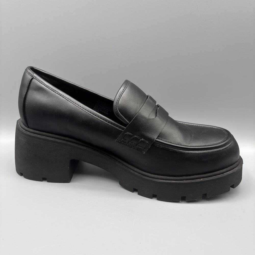 Torrid Chunky Lug Sole Penny Loafers Size 10 WW Wide Black Faux Leather Academia - Picture 4 of 10